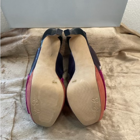 Jessica Simpson Orange/Pink/Purple Suede Heels - Picture 3 of 3